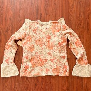 Free People Love Fool Ruffle Pullover Boho  Sweater size M